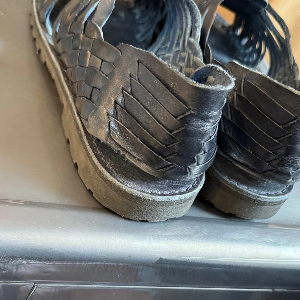 Brand X  Black Leather Huaraches  Sandals - Picture 9 of 9
